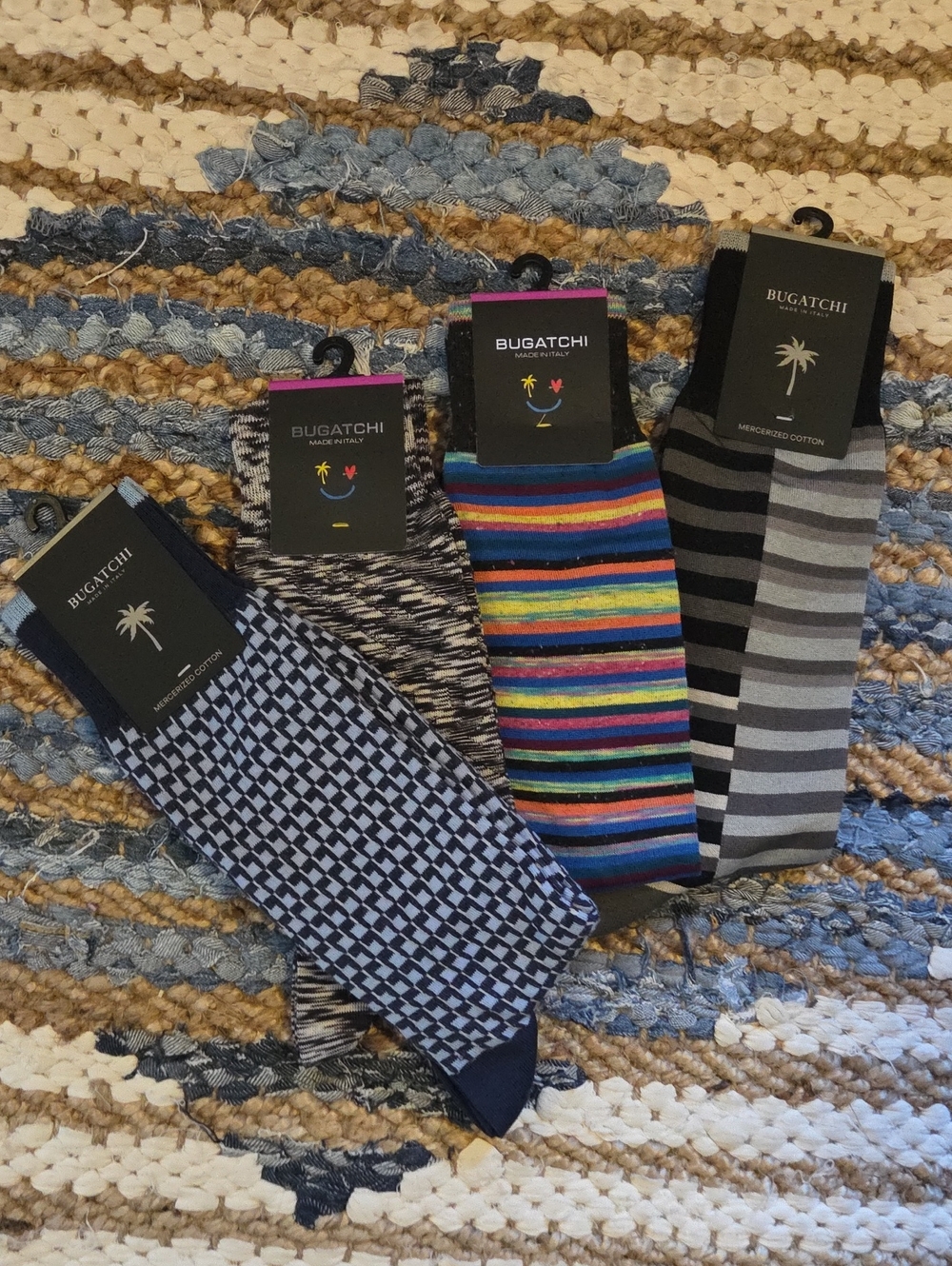 Bugatchi Men's Assorted Patterned Dress Socks - Multicolor & Gray